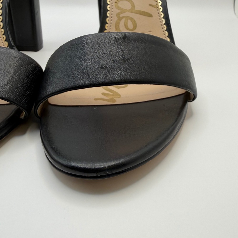 Sam Edelman Yaro Black Leather Ankle Strap Block Heel Sandals Womens 9 M - Picture 6 of 8